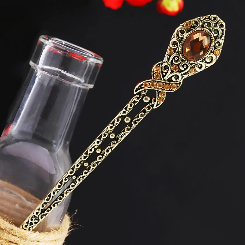 Muylinda Crystal Metal Hair Stick Vintage Simple Hairpin Accessories Vintage Hair Pin For Women Banquet Hair Jewelry