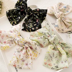 New Fashion Beautiful Cloth Sweet Flowers Chiffon Big Bow Hairpin  Ponytail Barrettes Women Girls Hair Accessoriesr Headwear