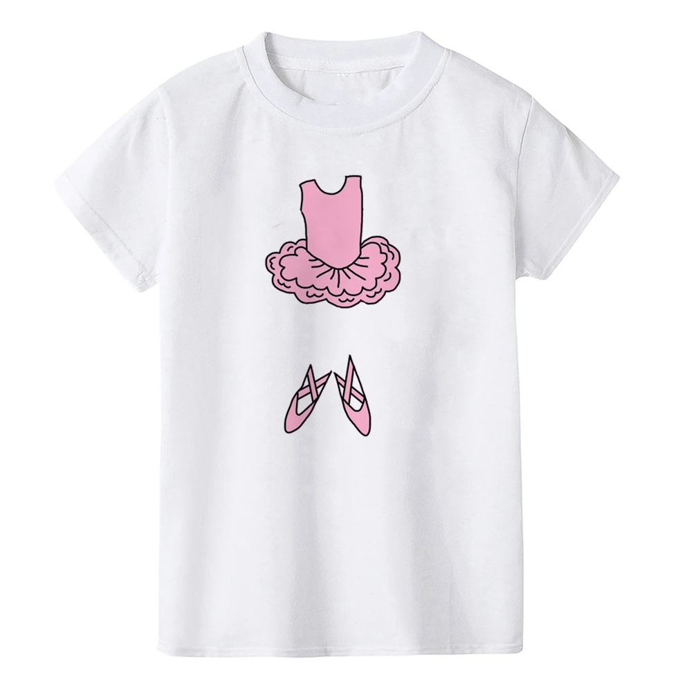 Sommer Harajuku Kinder Mädchen Mode T-shirt Ballett Tänzer Drucken T-shirt Kinder Lustige Mädchen Tees Kurzarm Tops Kleidung