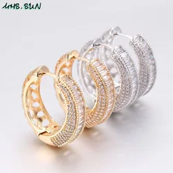 MHS.SUN 2019 New Elegant Women CZ Zircon Earrings Gold/Silver Color Vintage Crystal Hoop Earrings For Female Jewelry Best Gift