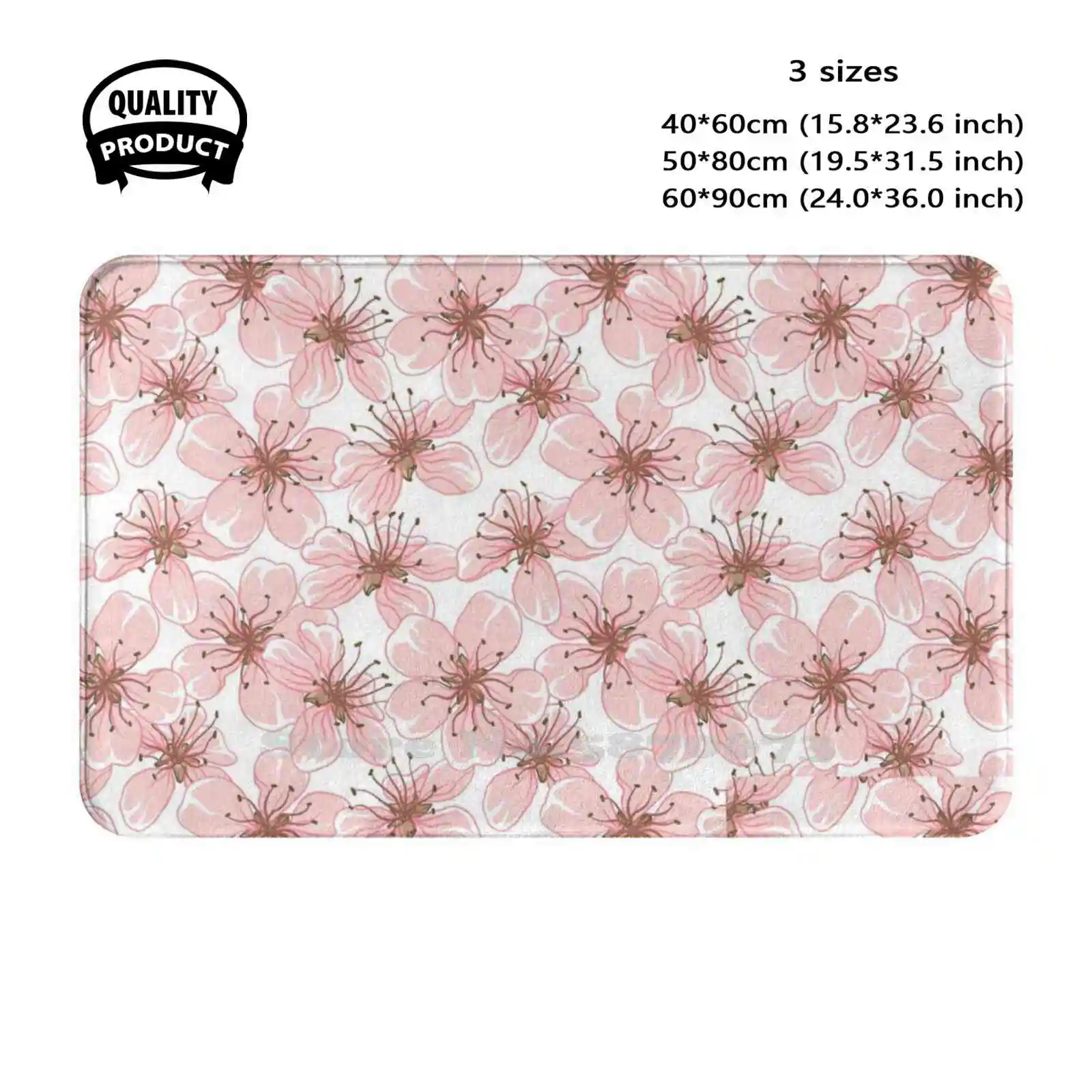 Pink Cherry Blossom Print Soft Cushion Home Carpet Door Mat Car Rug Girls Cute Spike Sport Beach Volleyball Serve Girly Bump