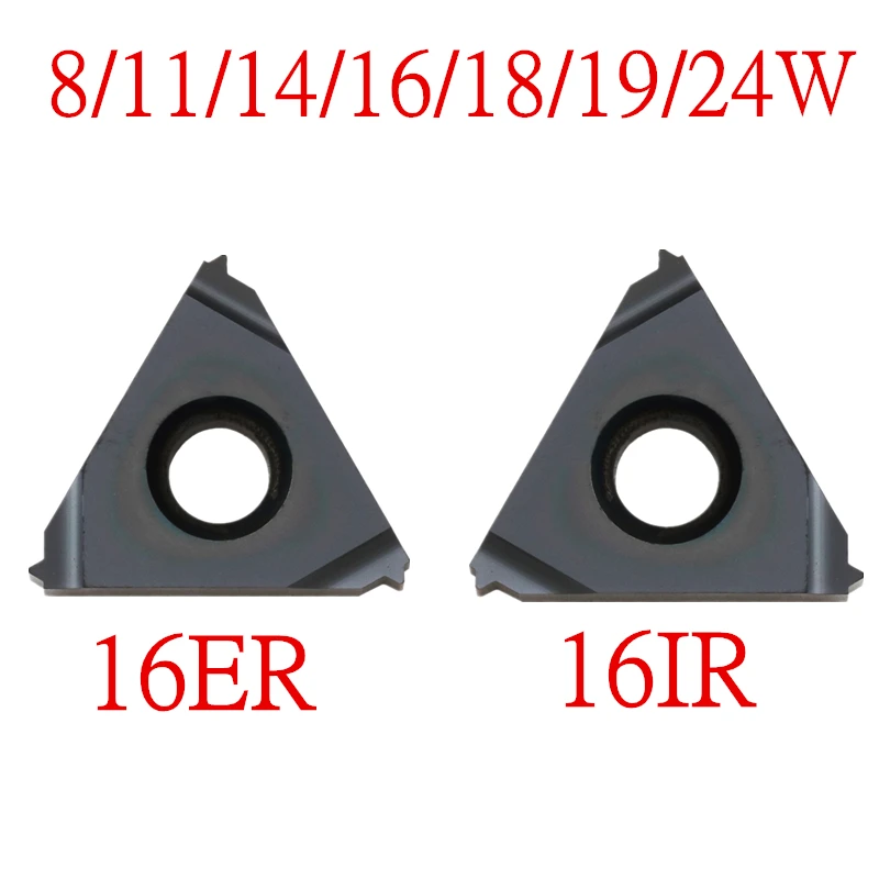 10PCS 16ER 16IR 8/11/14/16/18/19/24W, tungsten carbide turning threading insert British Standard 55 degree Balck coating