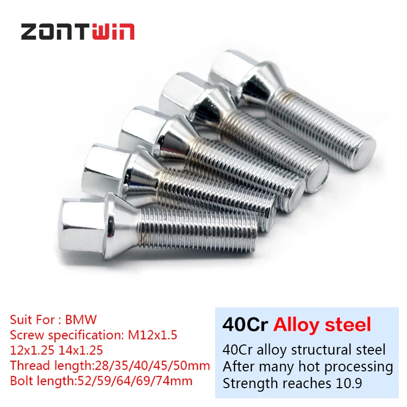 

16/20Pieces Car Alloy Wheel Nuts Bolts Screws E90/92/93 E46 3 5 6 7series Lengthen 28/35/40/45/50mm M12x1.5 12x1.25 14x1.25