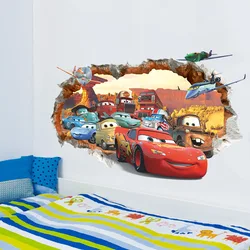 Cartoon 3d effect cars lightning window wall stickers bedroom home decor wall decals pvc mural art diy posters