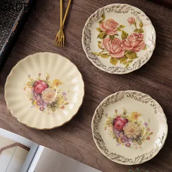 European-style Household Ceramic Snack Plate Creative Dessert Plate Restaurant Tableware Kitchen Supplies Decorative Meal Plate