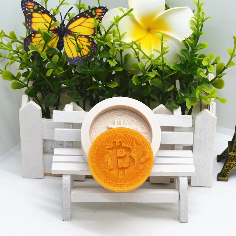 3d Bitcoin Silicone Mold Kitchen Baking Tool Resin Cake Lace Decoration DIY Design Chocolate Pastry Dessert Fondant Moulds