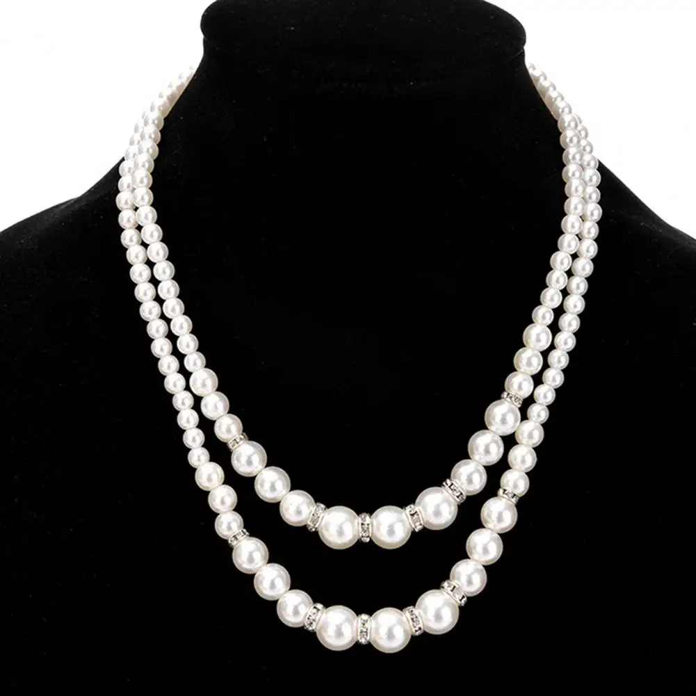 2021 New Adjustable Double-Layer Luxury Fashion Faux Pearl Beads Necklace for Party Meeting