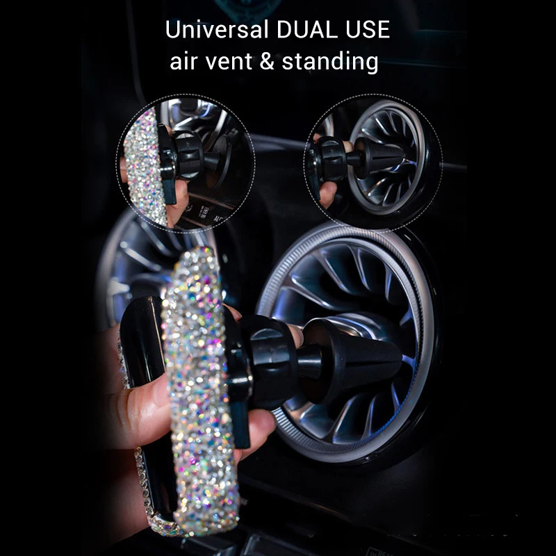 Universal Beautiful Bling Glitter Car Mount Automatic Gravity Mobile Stand Phone Holder for Women