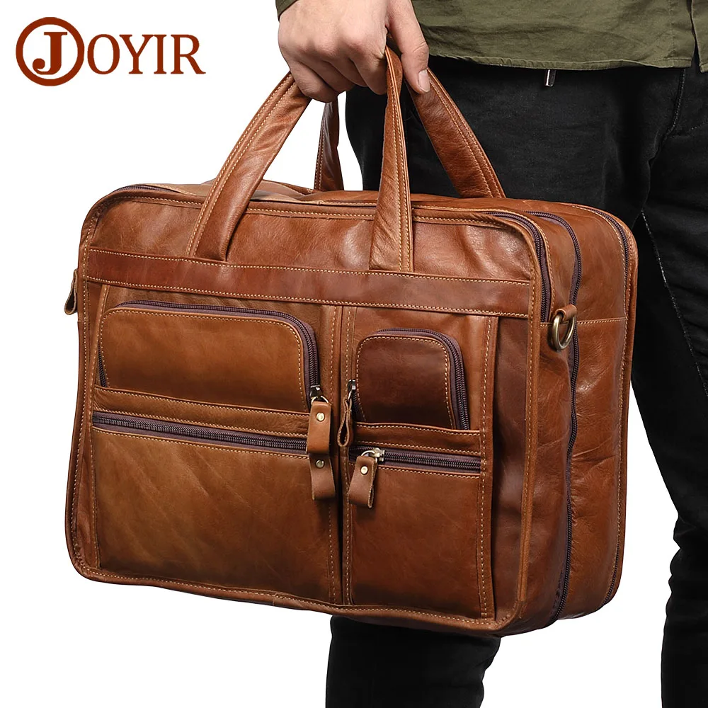 JOYIR-Maleta De Laptop De Couro Genuíno, Sacolas de Negócios Casuais, Bolsa Crossbody de Ombro, Bolsas Masculinas, Grande Bolsa De Viagem