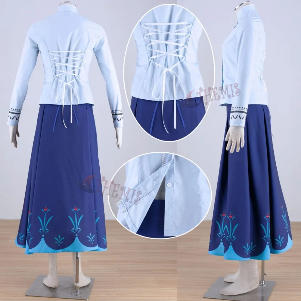 Athemis  Anna Cosplay Costume Princess Dress Cloak Embroidered Clothes Long Printing Skirt For Kids Adult Plus Size