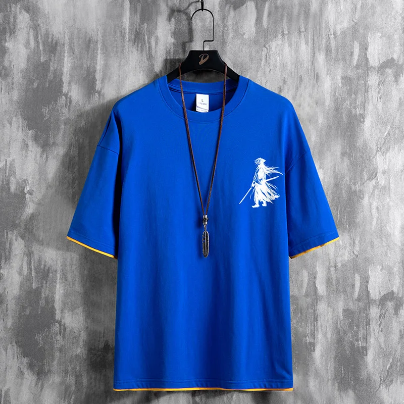 

Tshirt Men 2021 New Summer Shirts Cotton O-neck Tops High Quality Short Sleeve Tees Black T-Shirt Size M-4XL Dropshipping