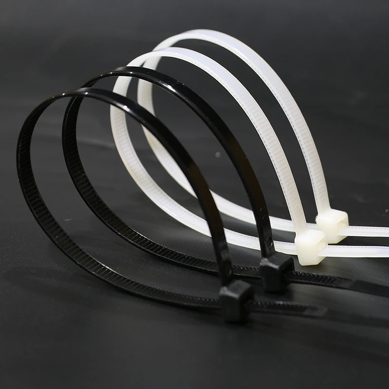 100Pcs Self Locking Nylon Tie Fastening Pull Ring Industrial Tie Black/White 3x100  5x300 Zip Cable Strap