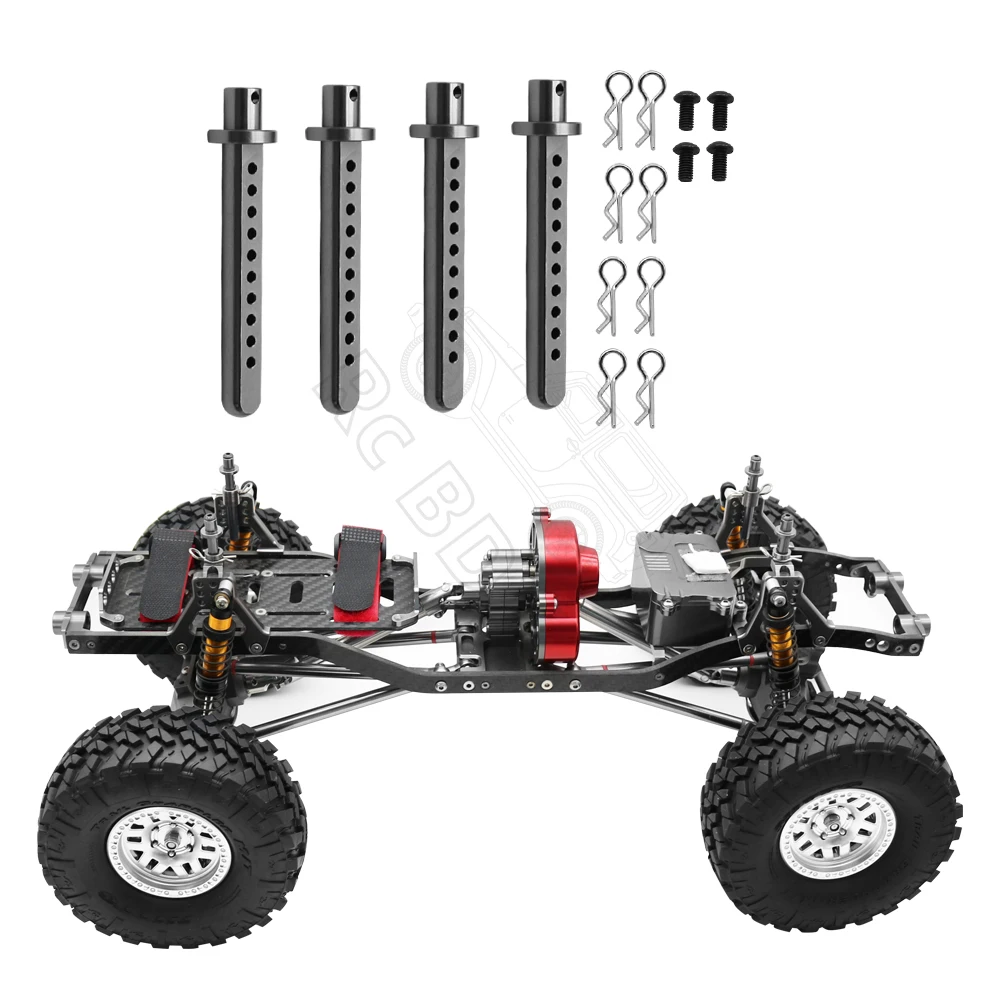 Metal rc carro concha coluna de montagem do corpo post titular com clipes r para 1/10 rc rastreador carro axial scx10 atualizar concha coluna