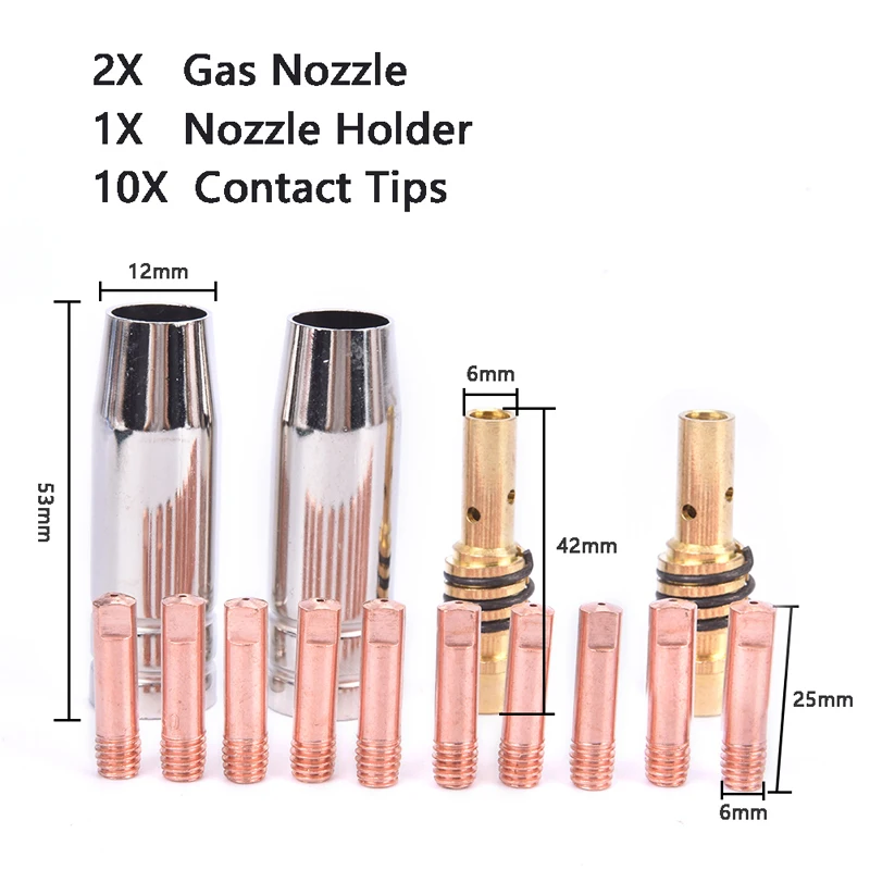 14Pcs 15AK Welding Torch Consumables 0.6/0.8/1.0/1.2mm MIG Torch Nozzle Holder mig tig torch weld holders tig welding