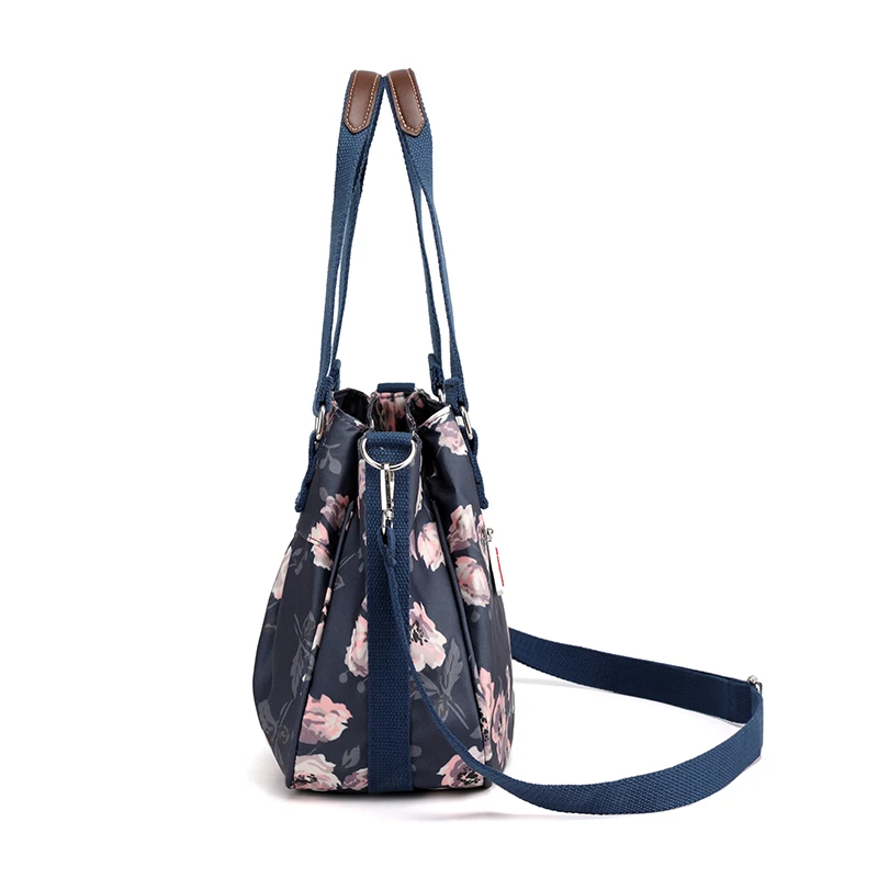 New Women Shoulder Messenger bags Printed Flower Top-Handle Bags Ladies Crossbody Bag Totes Female Handbags,3 tiered pockets