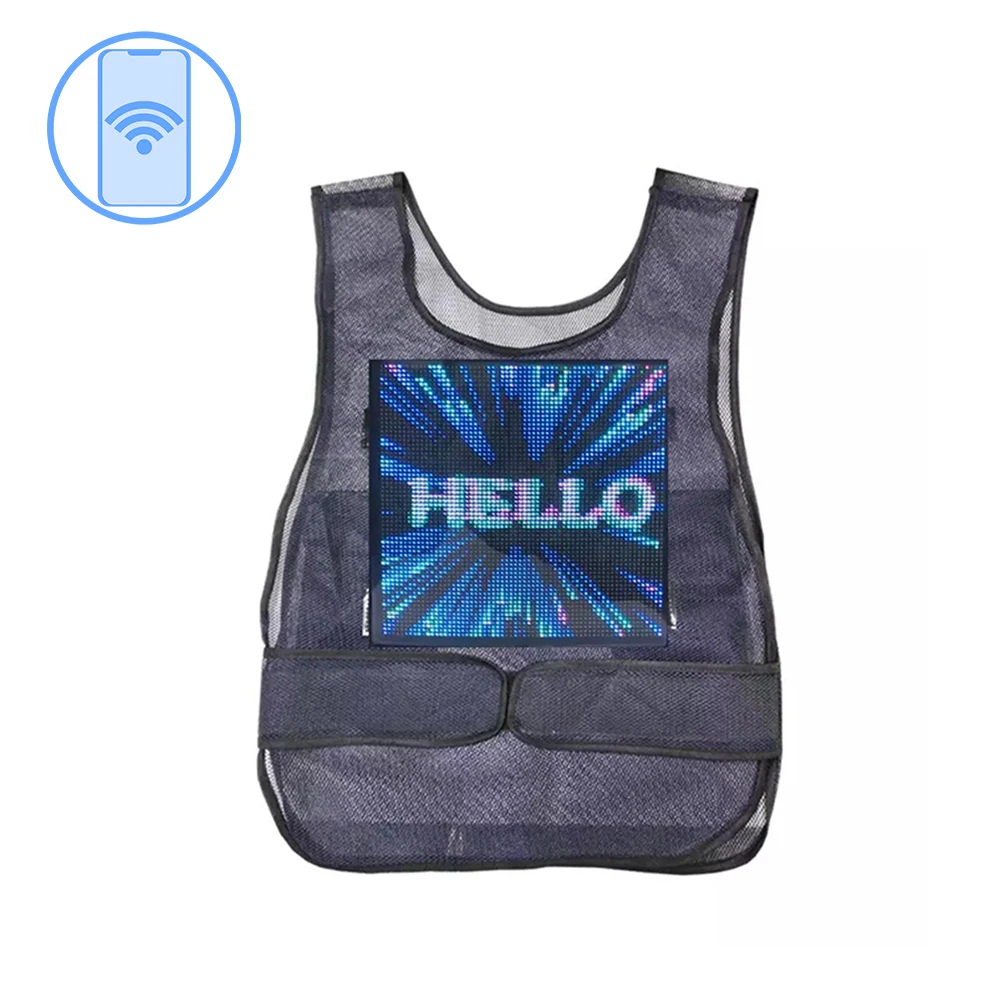 

Wearable full color LED display vest clothing advertising light vest street walking marketing professional LED matrix vest