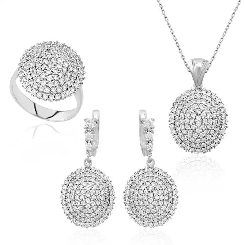 Silver White Cubic Zirconia Women 'S Set