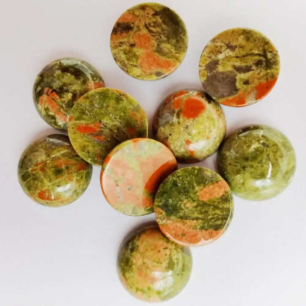 

16MM Unakite Epidote Stone Round CAB Cabochon Jewelry For Woman Gift Bead (10 pcs/lot) H234