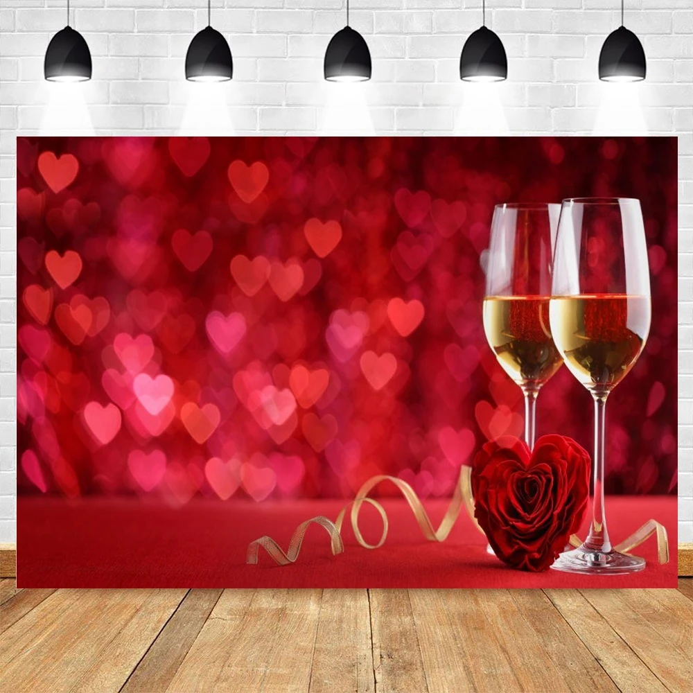 

Valentine's Day Backdrop Wedding Photocall Rose Flower Champagne Photography Background For Photo Studio Photophone Photozone