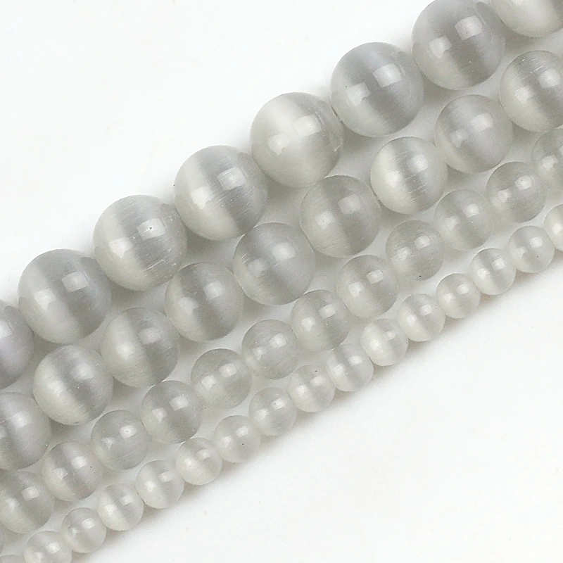 Picture 4: New Stylish Natural Grey Cat-eye Stone Round Beads for DIY Jewelry Making Bracelet Necklaces 4/6/8/10/12mm