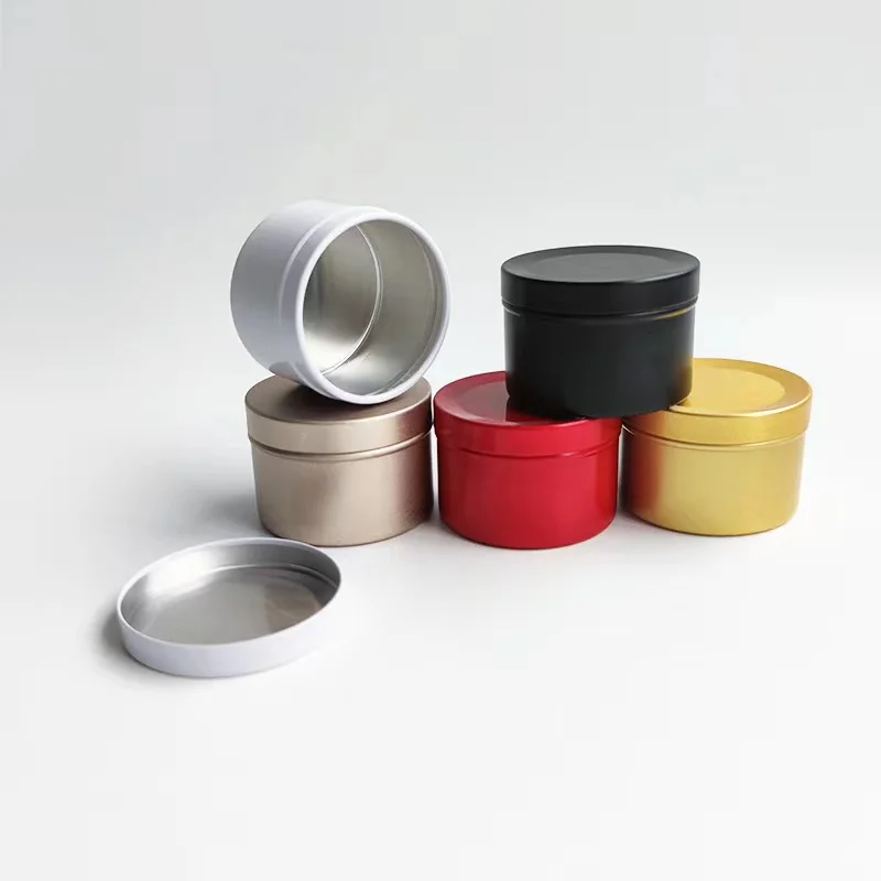 

50ml Round Aluminum Candle Jars Tins with Lid Bulk Empty Tea Container Storage Mini Portable Tinplate Box Black White Red Gold