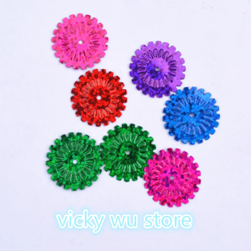 100Pcs 18mm Carriage Wheel Flower Sequins Mixed Color Paillettes Sewing Wedding Craft DIY Women Costume Lentejuelas Accessories