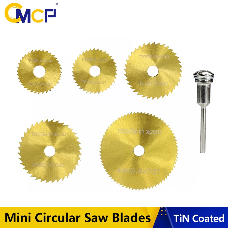 

CMCP Wood Blade 6PCS Mini Circular Saw Blades HSS Cutting Blade Titanium Coated Rotary Tools Cutting Disc For Wood