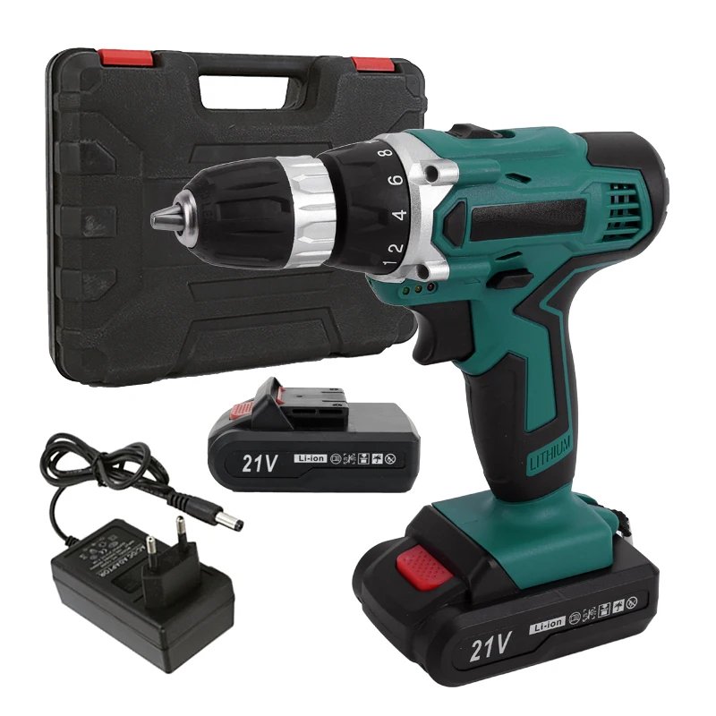 21V Brushless Electric Drills 32N.M Cordless Electric Screwdriver 1500mAh Lithium-Ion Battery 3/8-Inch Power Tools Impact Drills