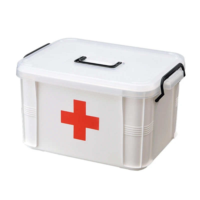 E56C First Aid Kit Portable Emergency Box Medicine Chest for Household Outdoor Travel Hospital Pharmacy Plastic Storage