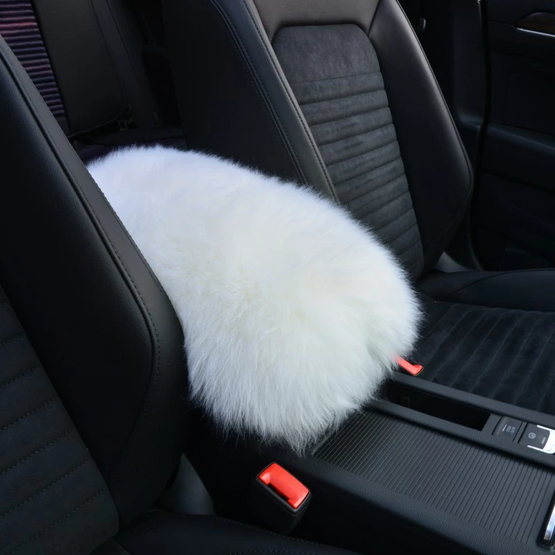 Universal Real Fur Plush Sheepskin Center Console Cover Furry Warm Fluffy Wool High Qulaity Furry Armrest Cover Car Accessories