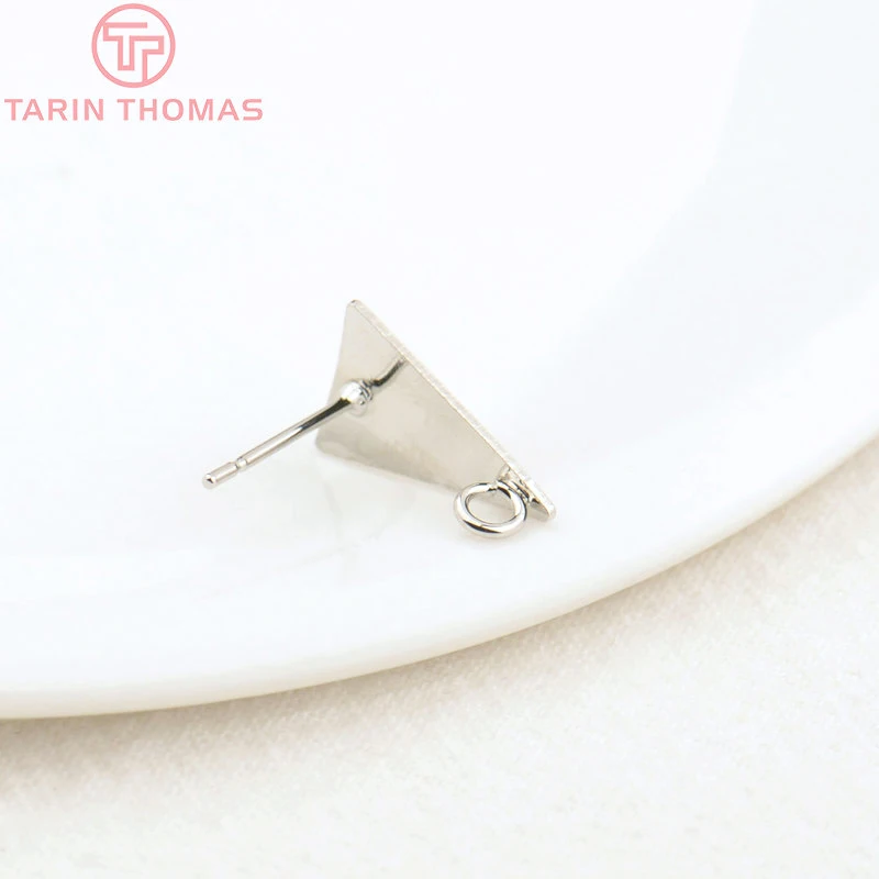 (2230) 10PCS 12x8.5MM 24k Gold Color Brass Long Triangle Stud Earrings High Quality Diy Accessories Jewelry Findings