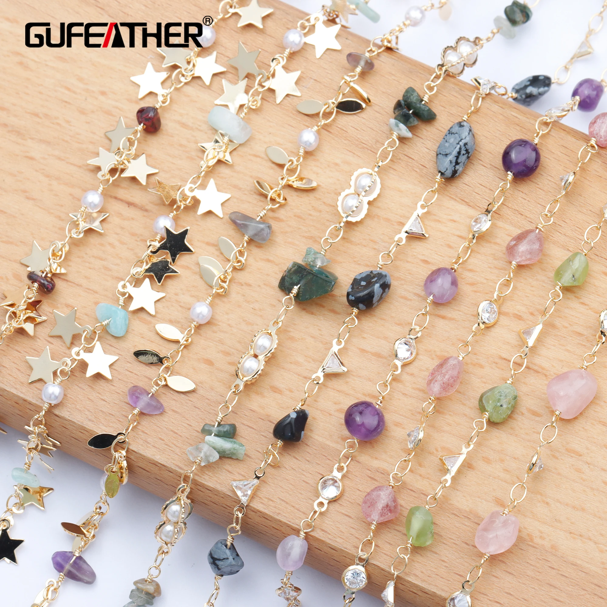 

GUFEATHER C116,accessories,chain,pass REACH,nickel free,18k gold plated,zircon pearl,natural stone,diy bracelet necklace,1m/lot