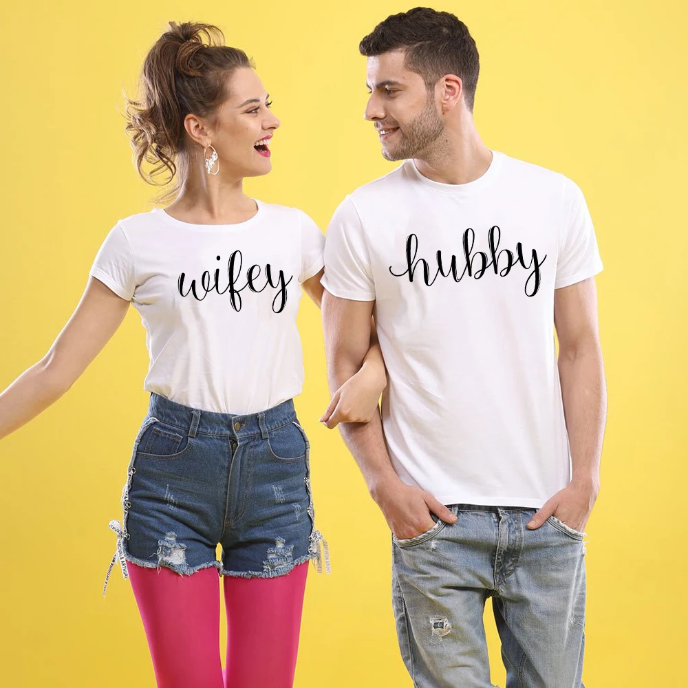 Hubby & Wifey Matching Shirts Best Gift Couple T Shirt Anniversary   Shirt  and    shirts