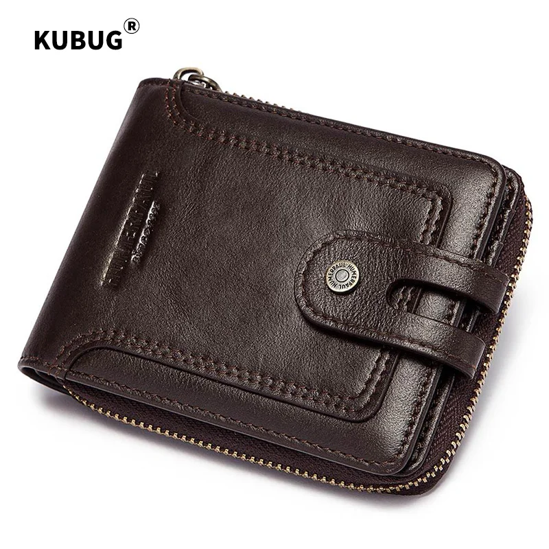 

KUBUG Genuine Leather Men's Wallet Rfid Short Wallet Multifunction Male Storage Bag Coin Purse Wallet's Card Bags Purse for Men