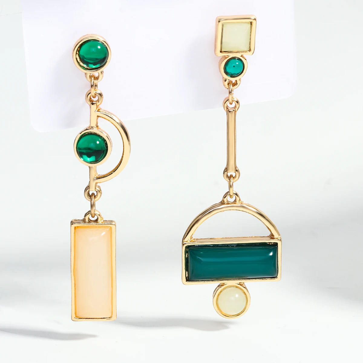 Lifefontier Exaggerated Asymmetry Green Color Crystal Long Earrings For Women Elegant Hanging Pendant Drop Earring Jewelry Gifts