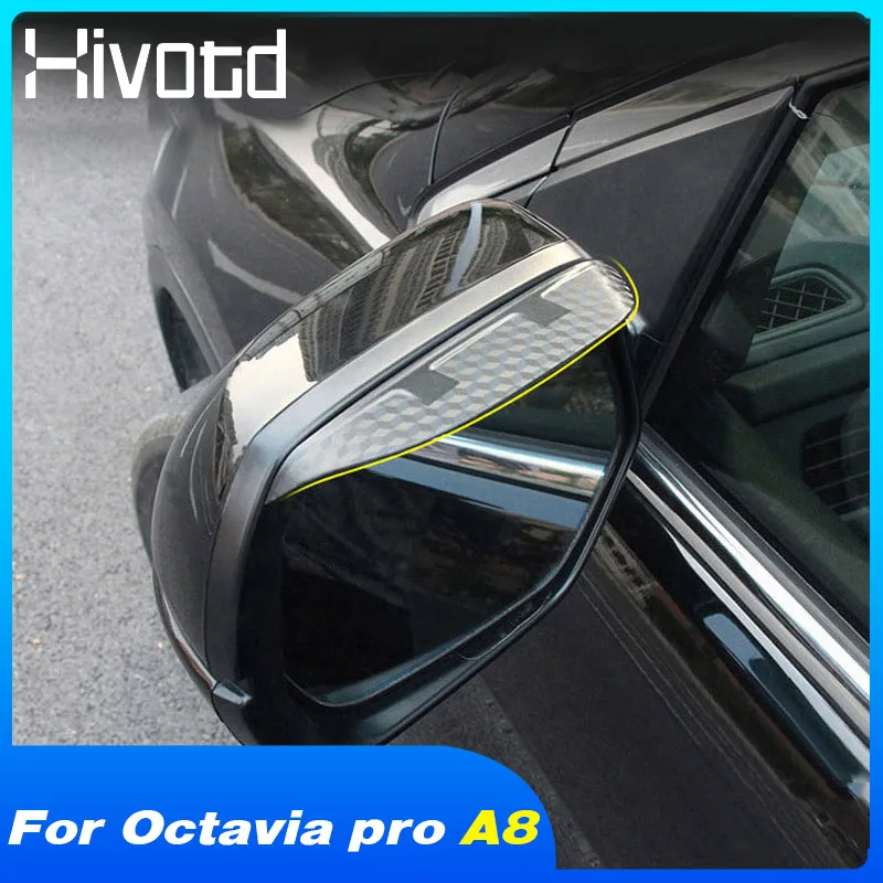 Car Rearview Mirror Visor Rain Eyebrow Sticker Protection Accessories Styling Decoration Part For Skoda Octavia Pro A8 2022-2020