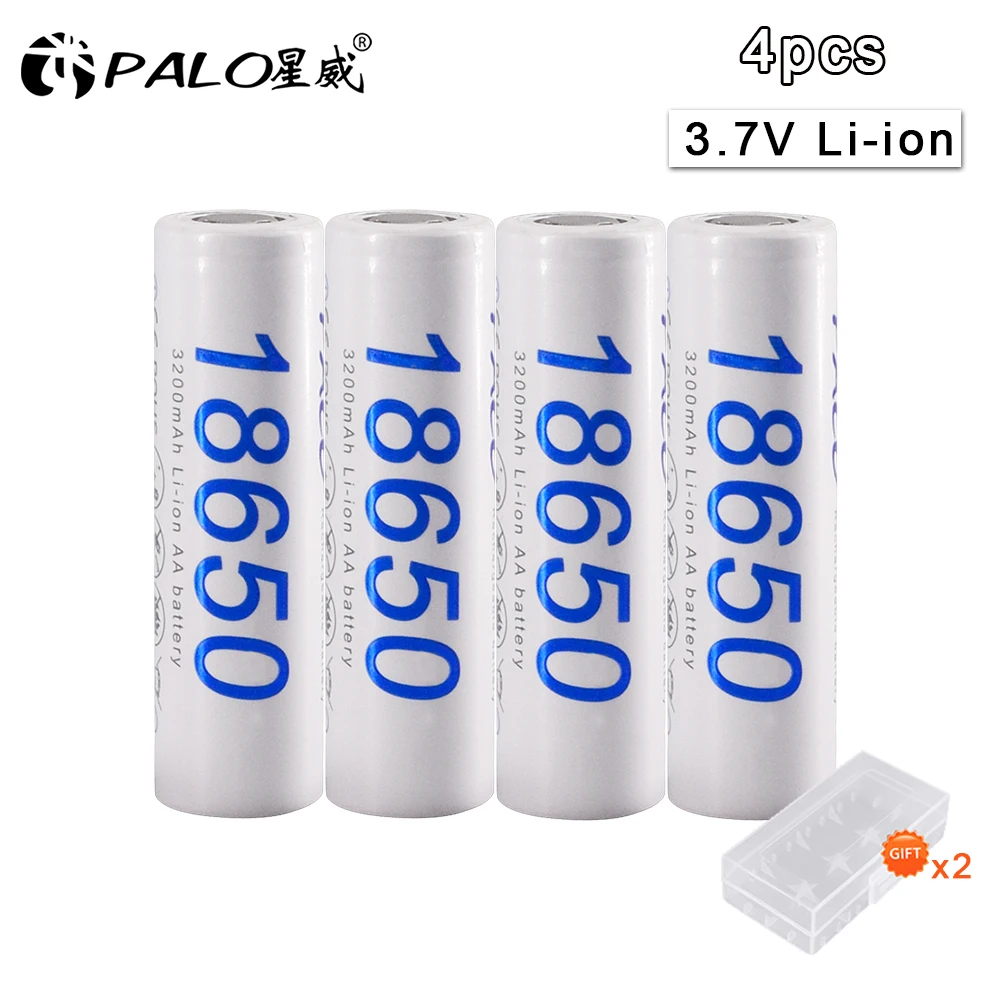 PALO 18650 Li ion Battery 3.7 v 3200mah 18650 Lithium Rechargeable Battery For Headlamp/Flashlight/Power Bank etc