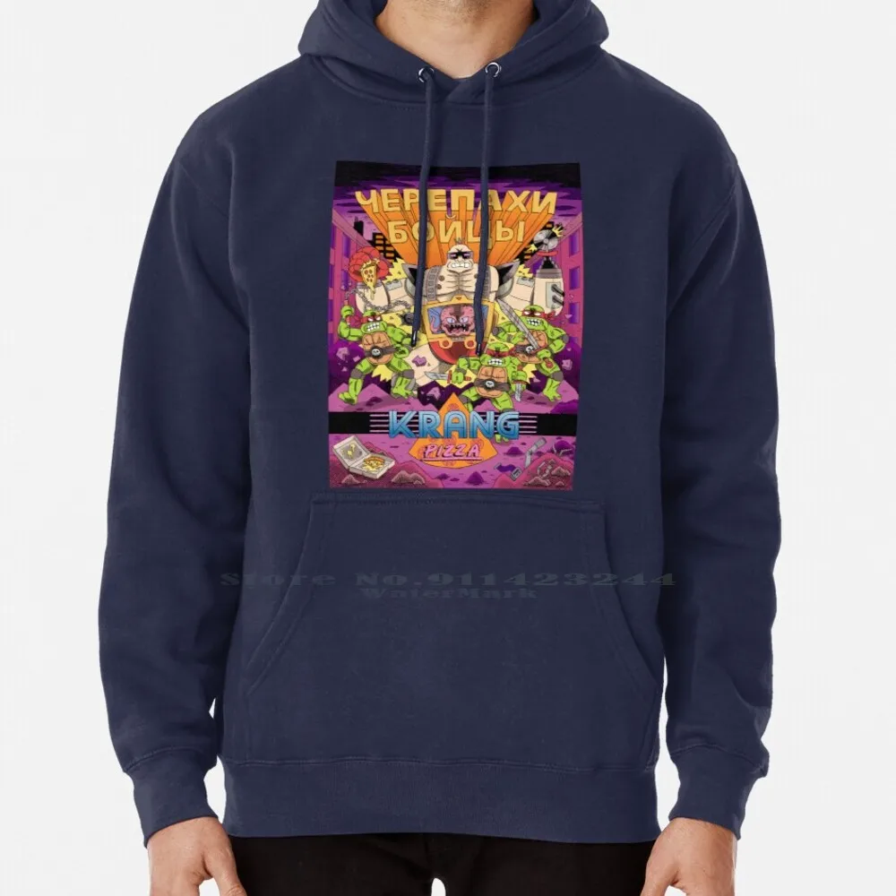 Krang Pizza Hoodie Sweater 6xl Cotton Krang Pizza Parody Bootleg Turtles Fighters Skull Typography Russian Comics Comic Book