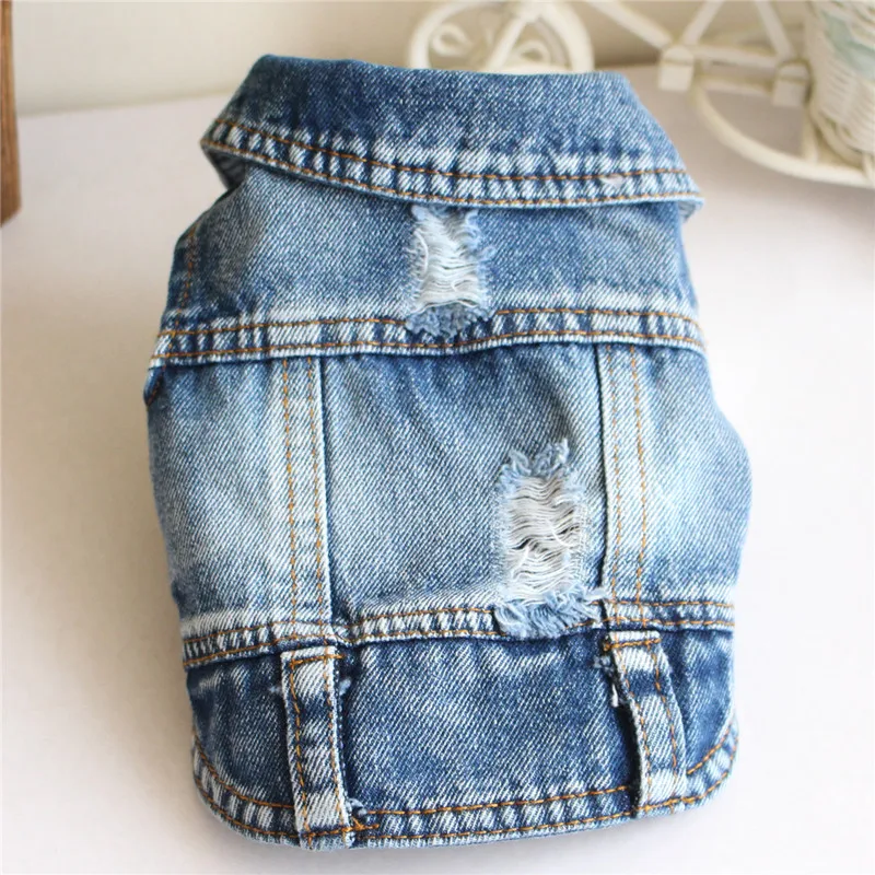 Fashion Cowboy Dog Vest Denim Dog Clothes Jacket Clothing for Dogs Casual Jeans for Dachshund Bichon Shih Tzu Pitbull