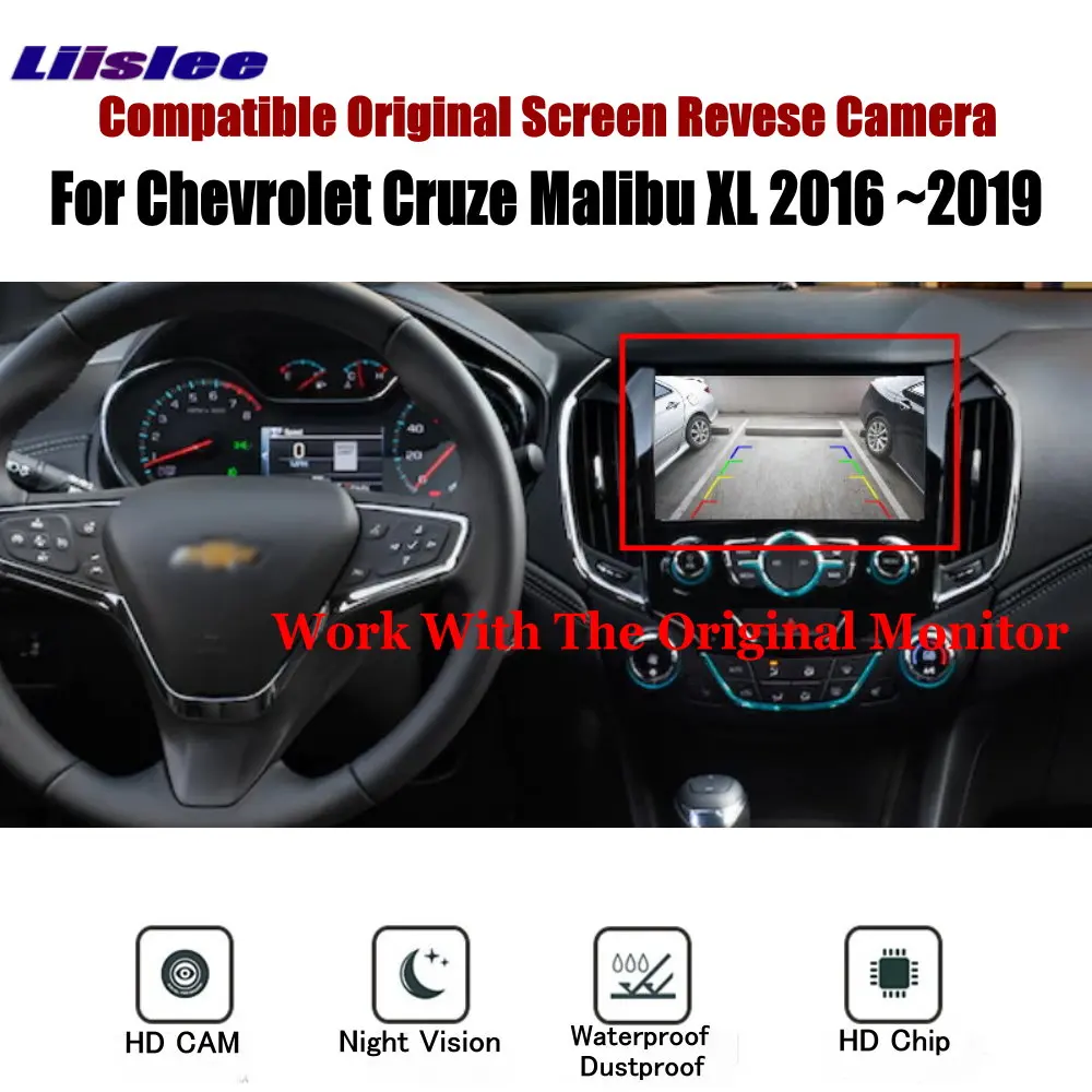 For Chevrolet Cruze Malibu XL 2016-2019 Car Rear View Camera Adapter RCA HD CCD CAM OEM Display Reversing Image Upgrade Kit