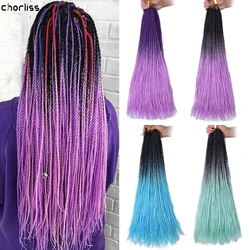 Trecce per capelli intrecciati senegalesi Ombre trecce sintetiche lunghe 24 pollici arcobaleno rosa capelli intrecciati 30 radici capelli all'uncinetto per trecce africane