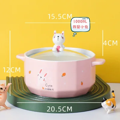 Creative Ceramic Bowl Cute Ramen Instant Noodle Instant Bowl Cup Kawaii Japanese Kids Lunch Bento Box With Tableware Container