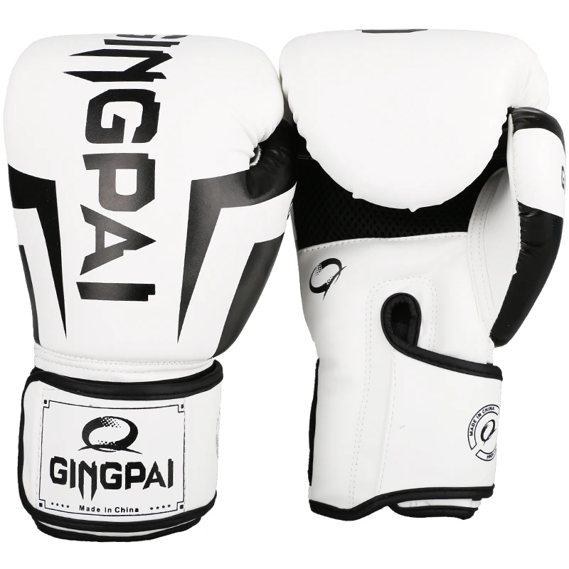 6 8 10 12 14 uncji Rękawice Kick Boxing skórzane PU Sanda z workiem z piaskiem czarne rękawice bokserskie męskie kobiety Guantes Muay Thai Boxe De