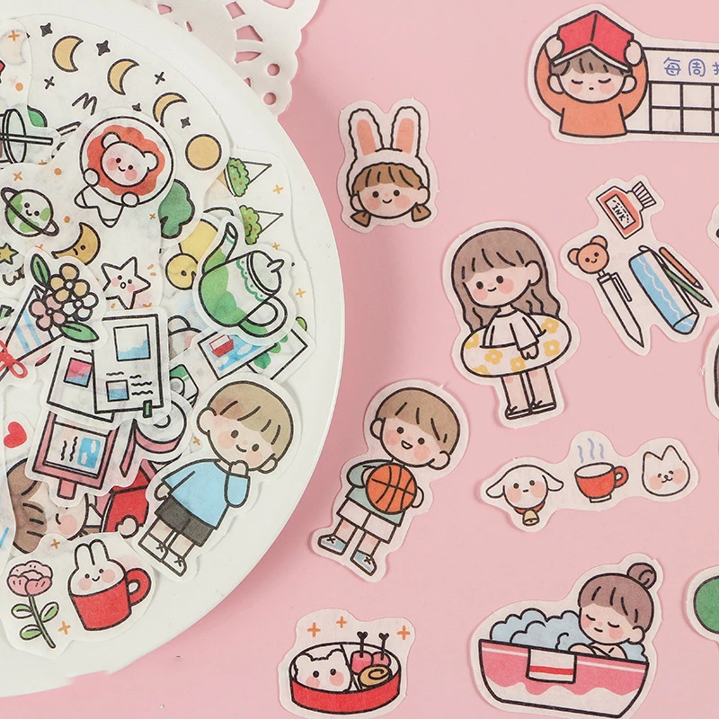 40 Buah/Bungkus Kawaii Gadis Hidup Series Dekoratif Stiker DIY Scrapbooking Diary Album Alat Tulis Stiker Alat Kantor