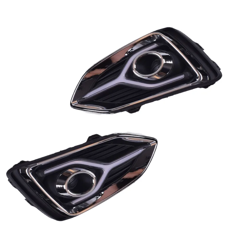 2Pieces Turn Signal Yellow 12V Car DRL LED Daytime Running Light Replace Fog Lamp Hole For Hyundai Accent Solaris 2017 2018 2019