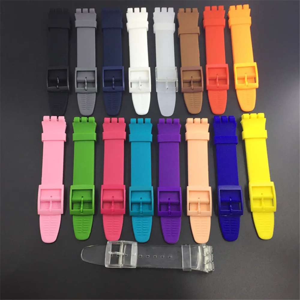 16mm 17mm 19mm 20mm Silicone Strap for Swatch Watch Band Soft Rubber Replacement Watchband Wrist Bracelet Accessories for SWATCH