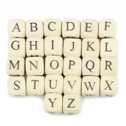 52pcs 10mm Square Wood Beads A~Z Letters Alphabet Space Loose Bead Jewelry For DIY Wooden Handmade Necklace&Bracelet Accessories