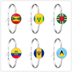 The Commonwealth of Dominica,Saint Lucia,Saint Vincent and the Grenadines,Barbados,Grenada,Ecuador National Flag Chain Bracelet