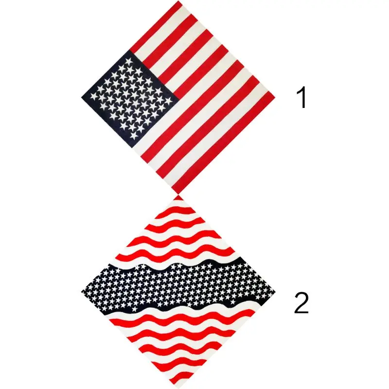 50x50CM Unisex Cotton Sport Pocket Square Scarf American Flag Stripes Star Print Headband Bandana Hip-Hop Wristband Hair Wrap