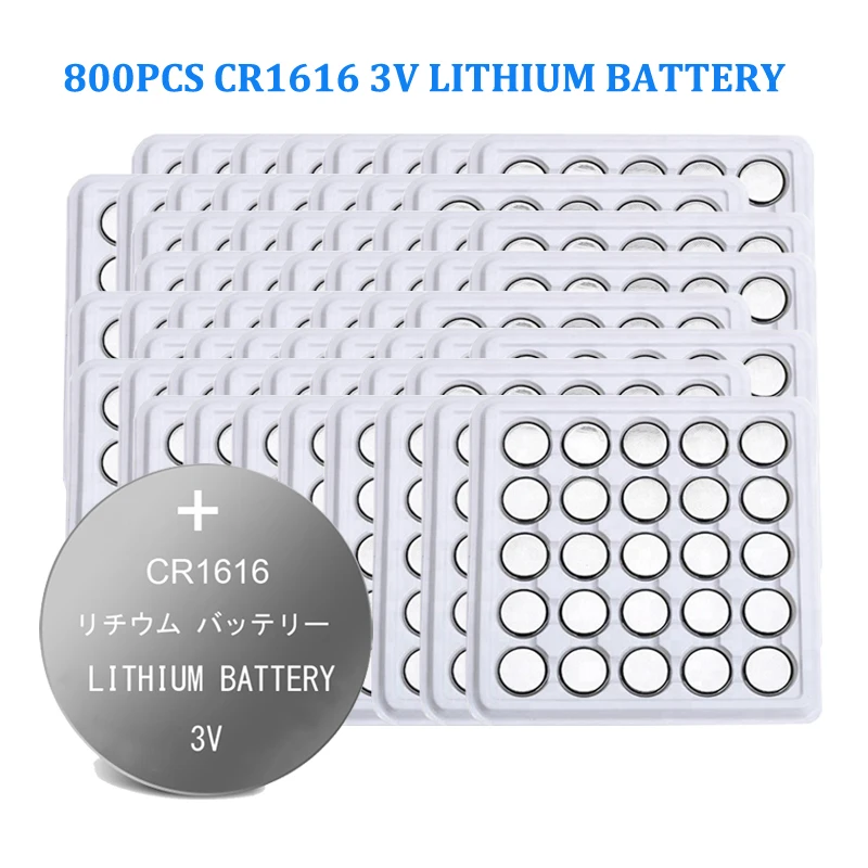 800pcs Button Battery CR1616 Lithium Coin Cell Batteries 3V DL1616 ECR1616 LM1616 CR 1616 Electronic Car Key Watch Toy Remote